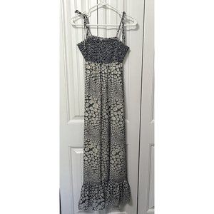 Liberty of London Floral Smocked Maxi Dress Sun Dress Blue Petite Medium